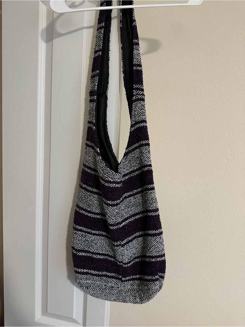 Striped Knit Sling Bag - Purple & Gray